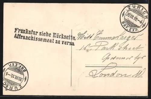 AK Zürich, Teilansicht von der Waid