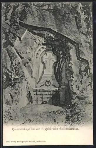 AK Teufelsbrücke /Gotthardstrasse, Russendenkmal bei der Teufelsbrücke