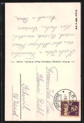 AK Arosa, Ortspartie vor Gipfelpanorama