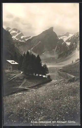 AK Seealpsee, Blick zum See mit Altmann-Säntis