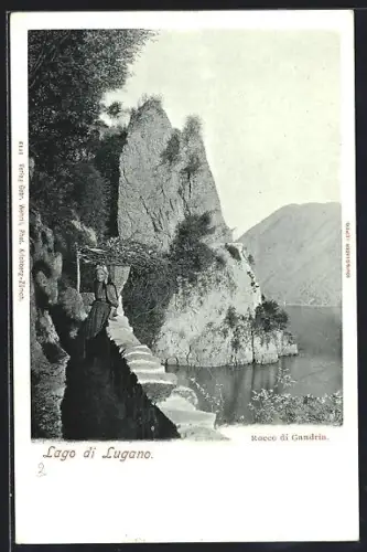 AK Gandria, Rocco, Fussweg zum Ort