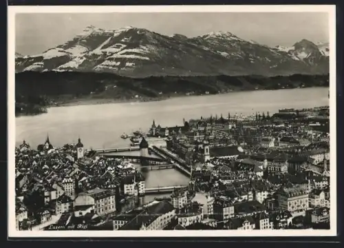 AK Luzern, Ortsansicht mit Rigi