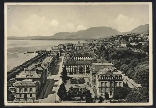 AK Neuchatel, Ortspartie aus der Vogelschau