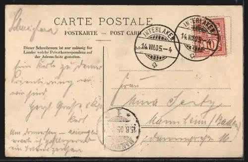 AK Thun, Ortsansicht mit Thuner und Brienzersee