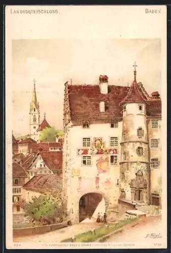 Lithographie Baden, Landvogteischloss