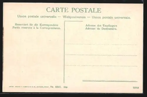 AK Zürich, Zwinglidenkmal und Wasserkirche