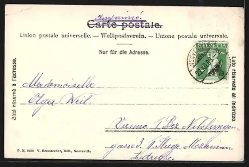 AK Neuveville, Uferpartie mit Booten