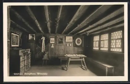 AK Wildhaus, Zwinglihaus, Wohnstube, Innenansicht