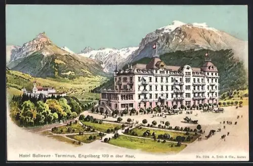 Künstler-AK Engelberg /OW, Hotel Bellevue - Terminus