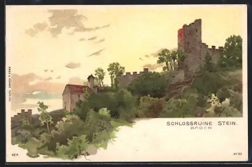 Künstler-AK Baden, Schlossruine Stein