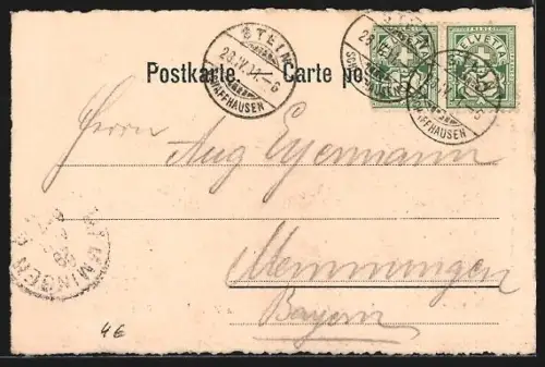 Lithographie Stein a. Rh., Teilansicht und Schloss Hohenklingen im XVI. Jahrhundert