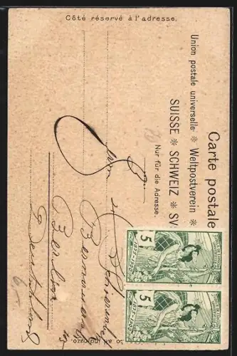 Präge-AK Sankt Gallen, Theaterplatz mit Strassenbahn, Wappen