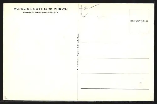 AK Zürich, Ansicht der Hummer- und Austernbar im Hotel St. Gotthard