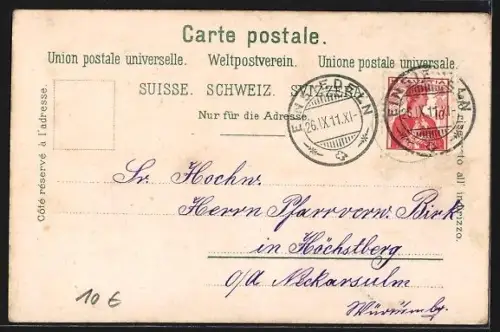 Lithographie Einsiedeln, Kloster und Ort aus der Vogelschau