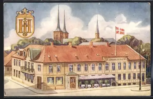 Künstler-AK Roskilde, Jernbanehotellet