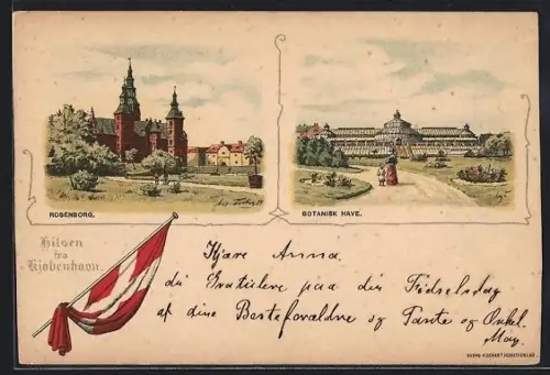 Künstler-AK Kjøbenhavn, Rosenborg, Botanisk Have