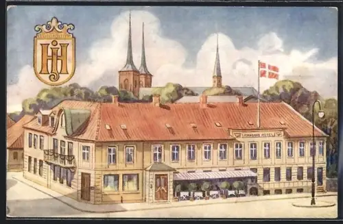 Künstler-AK Roskilde, Jernbanehotellet