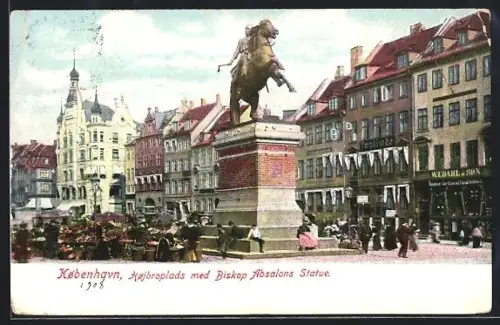AK Kobenhavn, Hojbroplads med Biskop Absalons Statue