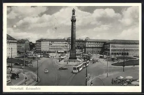 AK Darmstadt, Luisenplatz, Strassenbahn