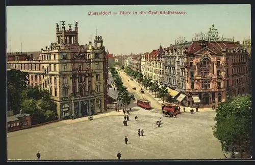 AK Düsseldorf, Strassenbahn in der Graf-Adolf-Strasse