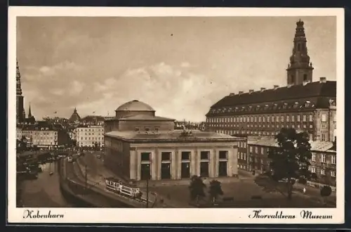 AK Kobenhavn, Thorvaldsens Museum, Strassenbahn
