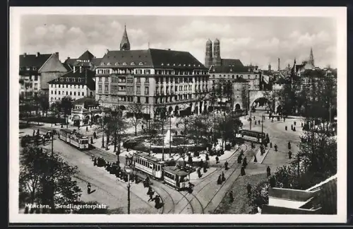 AK München, Sendlingertorplatz, Strassenbahn, Frauenkirche