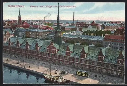 AK Kobenhavn, Borsen med Udsigt over Christianshavn, Strassenbahn