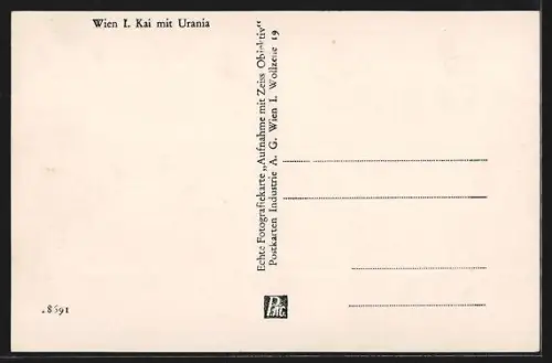 AK Wien, Kai mit Urania und Strassenbahn