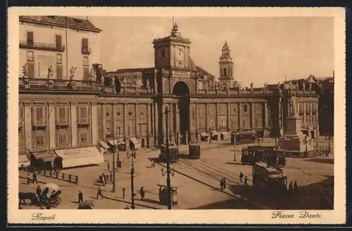 AK Napoli, Piazza Dante, Tramway, Strassenbahnen