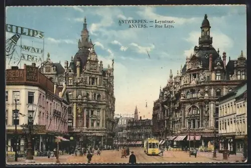 AK Antwerpen, Leysstraat, Tramway, Strassenbahn