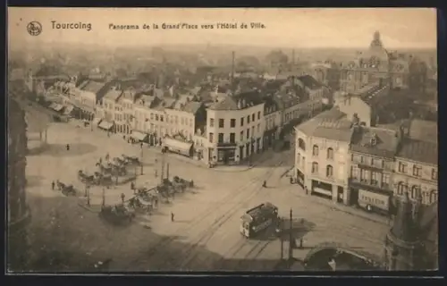 AK Tourcoing, Marktplatz mit Strassenbahn