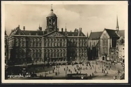 AK Amsterdam, Panorama, Strassenbahn
