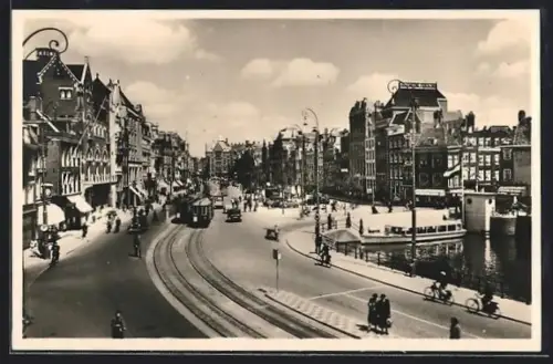 AK Amsterdam, Rokin, Strassenbahn