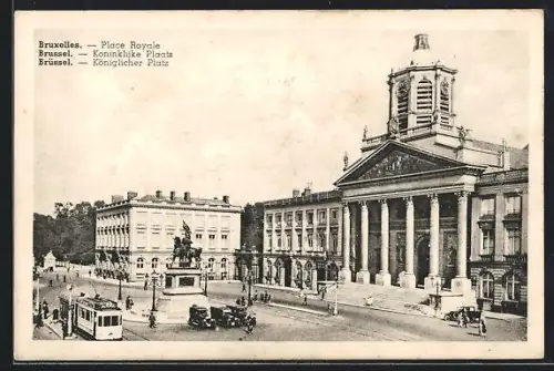 AK Brüssel, Strassenbahn auf dem Königlichen Platz