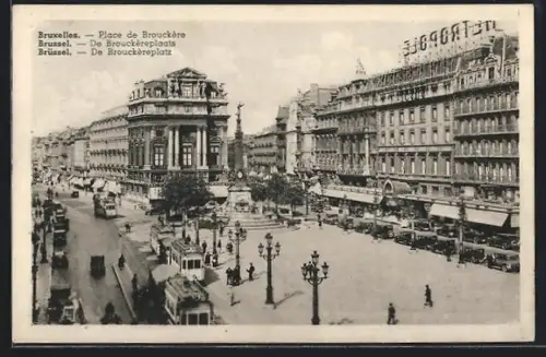 AK Bruxelles, Place de Brouckère, Strassenbahn