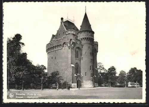 AK Bruxelles, Porte de Hal, Strassenbahn