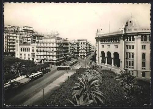 AK Alger, Carrefour de la rue d`Isly, Strassenbahn