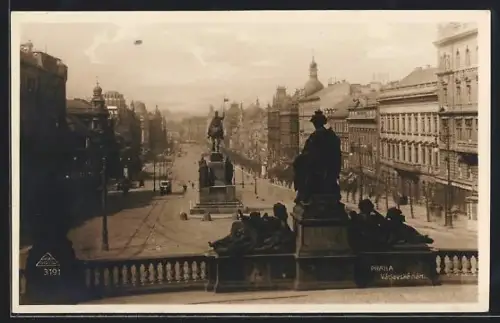 AK Praha, Václavské nam, Strassenbahn