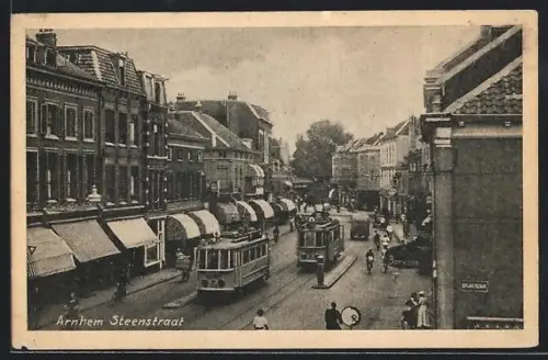 AK Arnhem, Steenstraat, Strassenbahn
