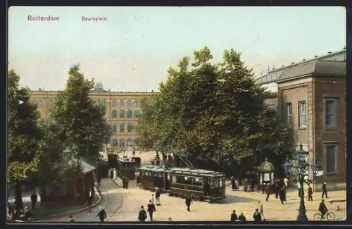 AK Rotterdam, Beursplein, Strassenbahn