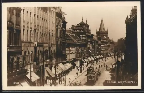 AK Praha, Na Príkopech, Strassenbahn