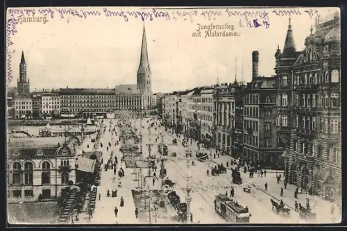 AK Hamburg-Neustadt, Jungfernstieg mit Alsterdamm