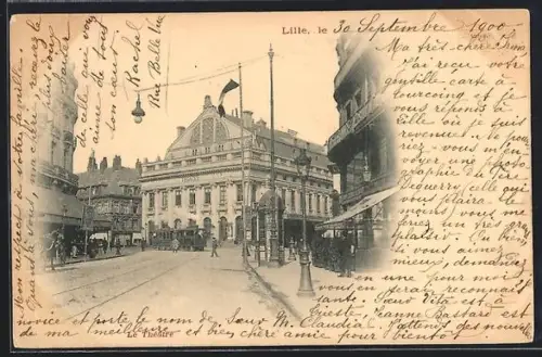 AK Lille, Panorama, Strassenbahn