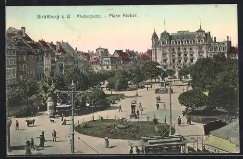 AK Strassburg i. E., Kleberplatz mit Denkmal