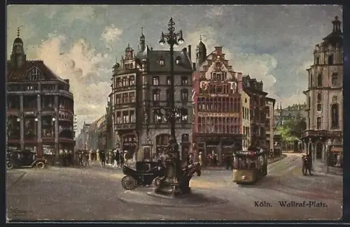 AK Köln, Wallrafplatz mit Strassenbahn