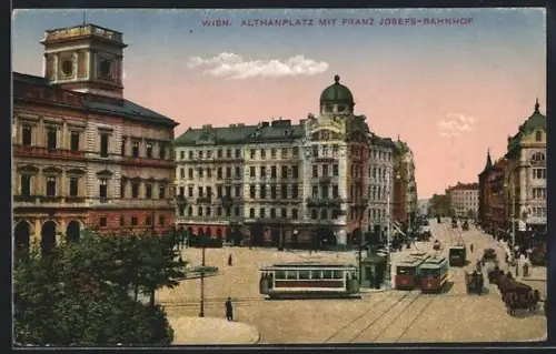 AK Wien, Althanplatz mit Strassenbahn