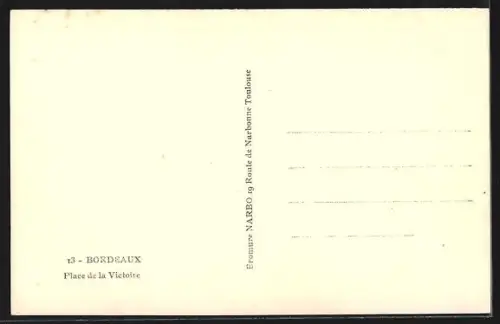 AK Bordeaux, Place de la Victoire, Strassenbahn