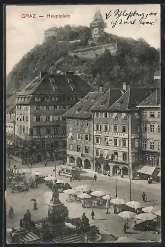 AK Graz, Hauptplatz mit Cafe Nordstern