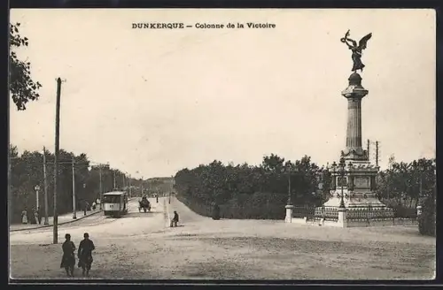 AK Dunkerque, Colonne de la Victoire, Strassenbahn