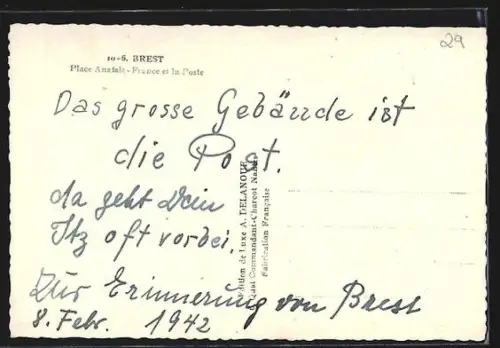 AK Brest, Place Anatole, Strassenbahn